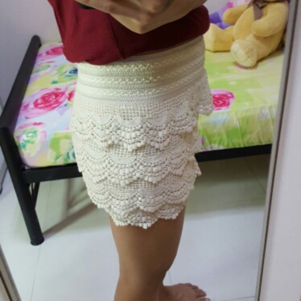 

summer fashion womens shorts sweet style lace crochet elastic waist slim short pants, White;black