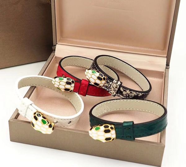

luxury designer jewelry women bracelets fashion charm bracelet friendship bracelets snake head leather bracelets men jewelry, Black