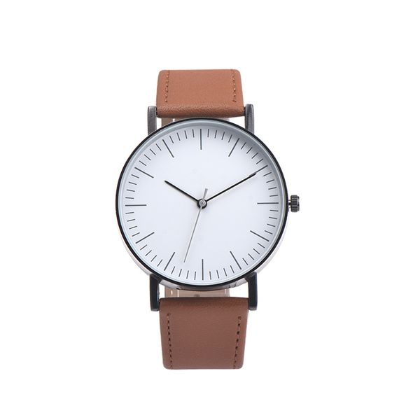 

men watch simple quartz stainless steel case pu leather belt wristwatches casual sport business wristwatches relogio masculino, Slivery;brown