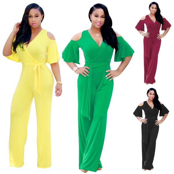 

women casual wide leg jumpsuit high waist full length loose jumpsuit new fashion summer v-neck elegant romper overalls, Black;white