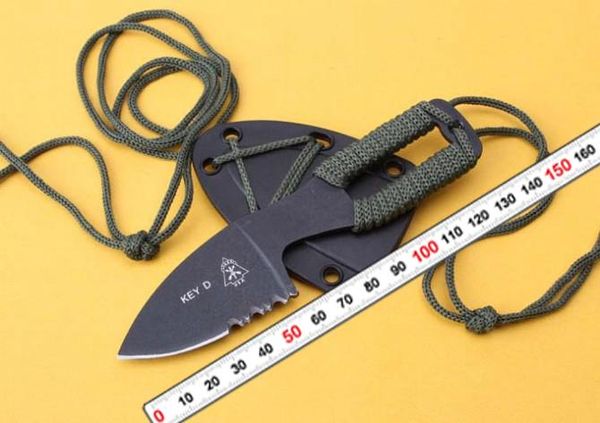 Neck Knife Gear KEY-D Feste Klinge Full Tang Jagdmesser Halbsägezahn 3CR13 Taktische Überlebensmesser Outdoor Camping Tasche kostenloser Versand