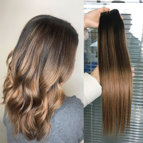 Grosshandel Ombre Human Hair Extensions Brasilianisches Peruanisches Malaysisches Indisches Indianisches Stiangth Balayage Brown Blonde T2 6 Ombre
