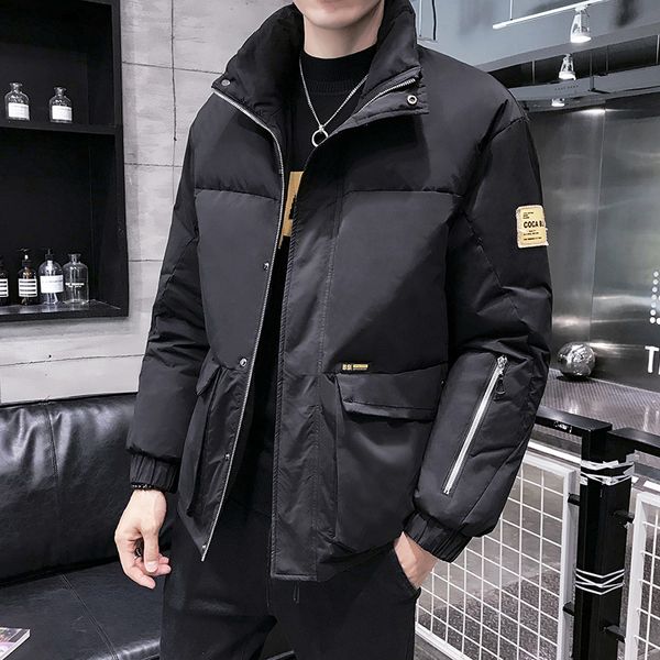 

2019 autumn & winter new arrival tooling padded cotton suit casual solid color hatless stand collar large pocket ing, Black