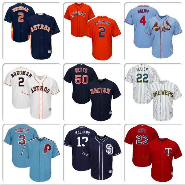 

mens alex bregman yadier molina bryce harper jersey nelson cruz mookie betts manny machado christian yelich cool base baseball jerseys red, White