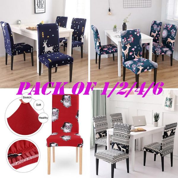 1 2 4 Christmas Printed Chair Cover Elastic Seat Chair Covers