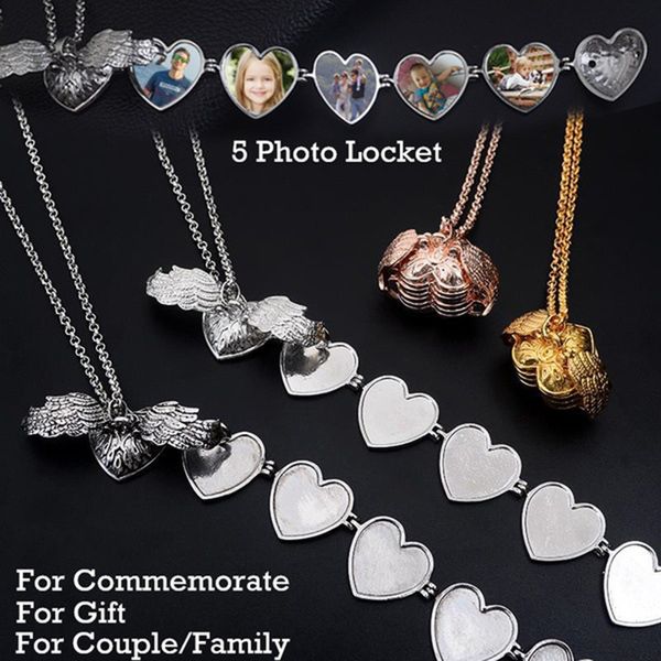 

magic necklace expanding p box necklace heart shaped foldable multilayer hold 5 ps wings jewelry, Silver