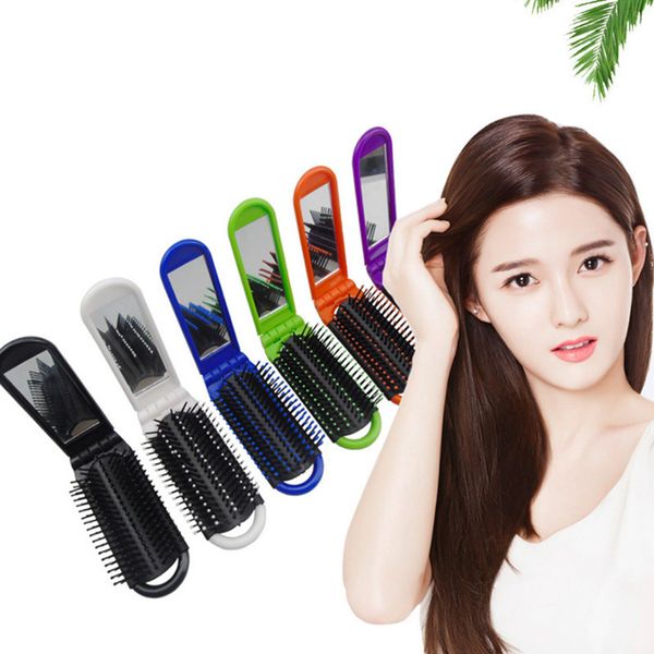 

makeup comb portable mini folding comb airbag massage hair boutique travel plastic comb airbag massage round travel brush rra2458, Silver
