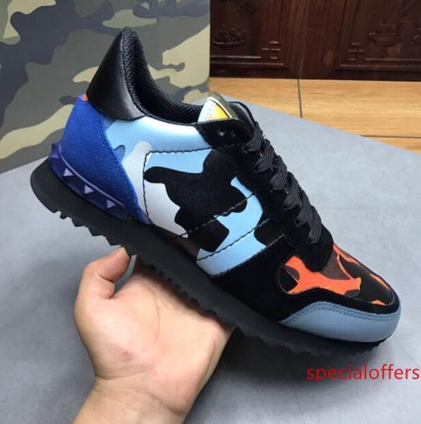 

fashion rock and runner sneaker shoes camouflage leather leisure studded man sports camo rockrunner outdoor brand trainers, Black