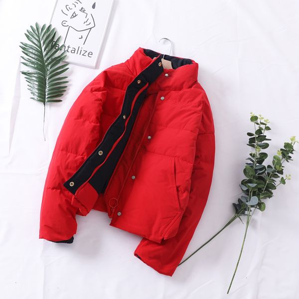 

свой 2019 новый стиль зима вниз в корейском стиле с отрывной fit хлопком-проложенного одежда краткой высоты куртки хлопок-проложенными одежд, Black;white