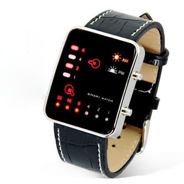 

fashion men's digital watch bracelet leather strap alloy male's wrist watch woman man electronic reloj, Slivery;brown