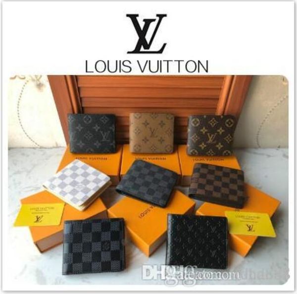 

2020 new l bag billfold plaid pattern women wallet men purses high-end s designer l wallet with box, Red;black