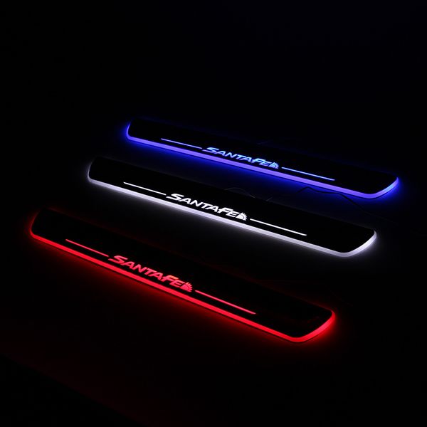 

for hyundai santa fe ix45 2013 - 2019 2020 waterproof acrylic moving led welcome pedal car scuff plate door sill pathway light