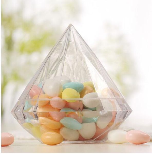 

24pcs plastic transparent clear diamond shaped case storage candy boxes container wedding party decoration christmas halloween