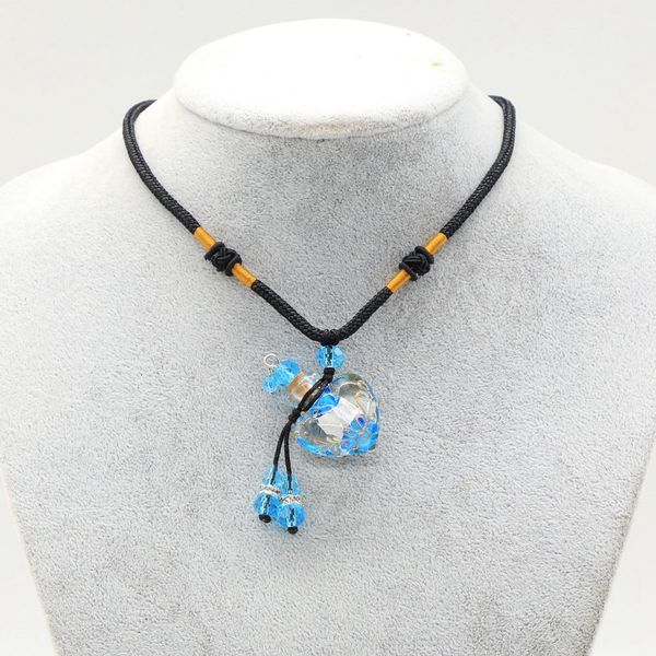 

heart-shaped glass necklace baroque style essential oil bottle aroma necklace new girl gift, Silver