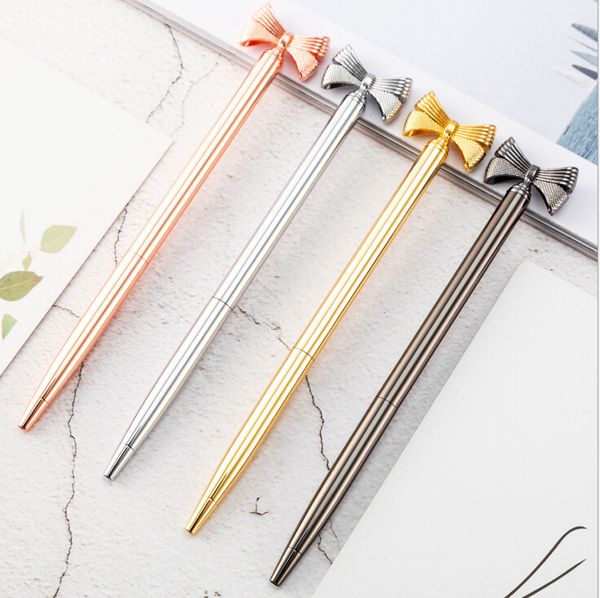

korean version cartoon ballpoint fashion cute bow metal ballpoint pen advertising pen logo pen, Blue;orange