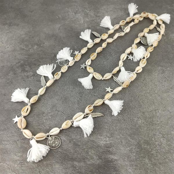 

fashion boho tassel necklace vintage shell necklaces & pendants romantic long string necklace statement jewelry women, Silver