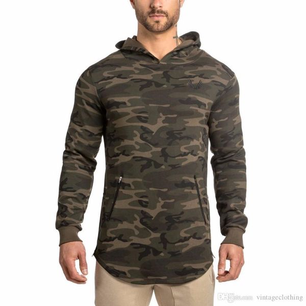 

mens autumn winter new style sport camouflage hoodies sport hoodies cotton male pullover bodybuillding sportwear, Black