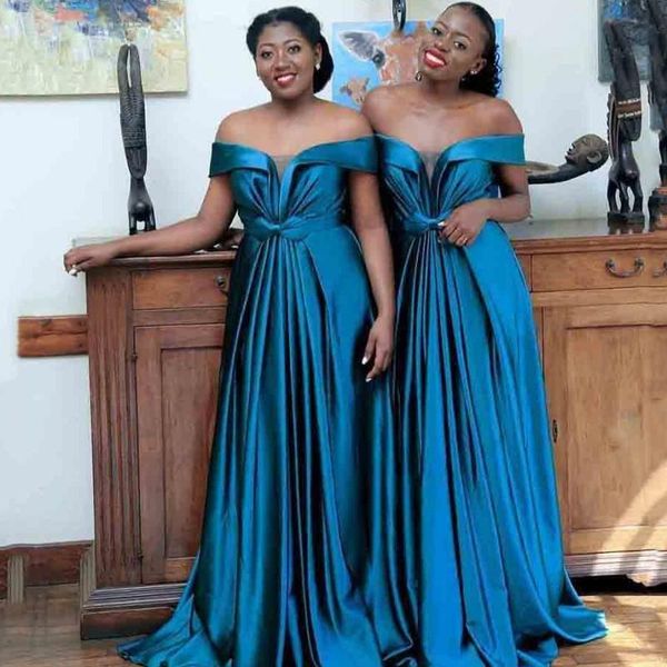 

plus size bridesmaid dresses africa off the shoulder countryside garden formal wedding party dress bow pleats maod of the honor gowns, White;pink