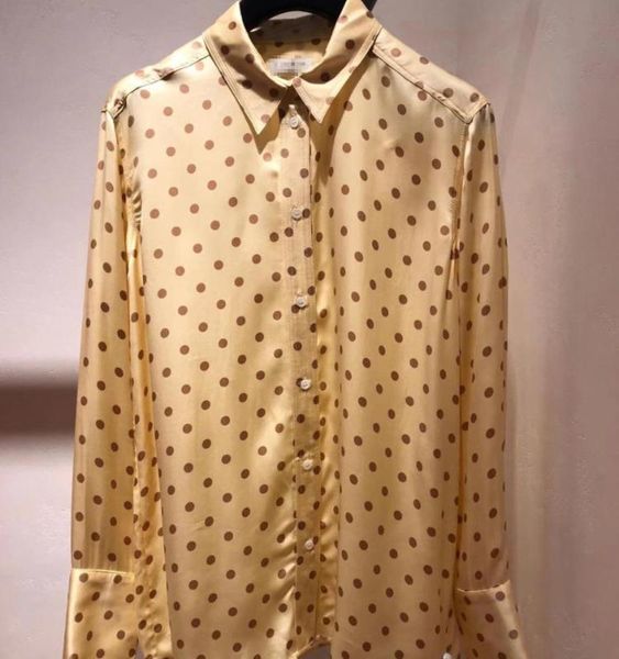 

women shirt 2020 spring and summer new casual polka dot long sleeve printed blouse, White