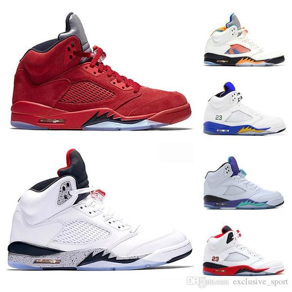 

5 5s men basketball shoes laney blue suede bred fresh prince international flight white cement mens sport sneakers size 8-13