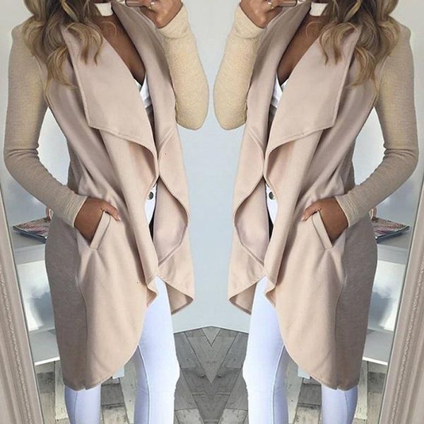 

designer trench autumn cotton coat blends pockets long sleeve lapel collar slim women casual outerwear jacket blusas plus size, Tan;black