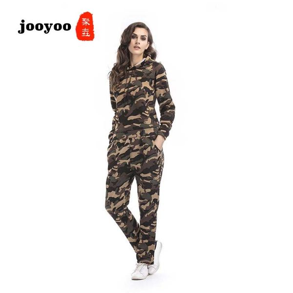 

новая весна осень плюс размер теплого камуфляжа спортивных женщины вскользь свитер с капюшоном брюки двухсекционного костюма пешеходной курт