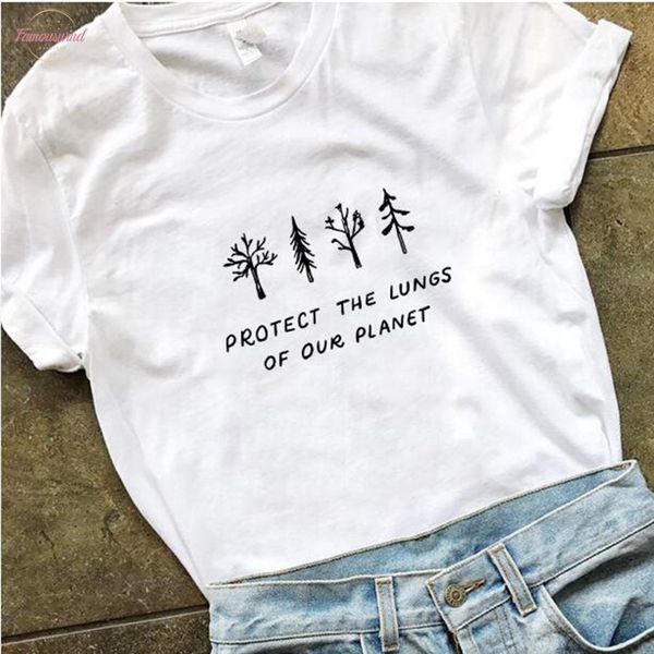

protect lungs of our planet tshirt women help more aesthetic cotton t shirt crewneck for women tee drop shipping, White