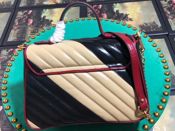 

5a quality 498110 27cm marmonts diagonal matelassÃ© leather small handle bag,leather trim,with dust bag,dhl ing