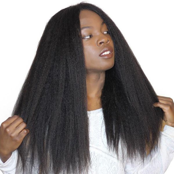 Kinky Straight Hair Full Lace Wig Remy Virgin Hair Lace Front Wigs
