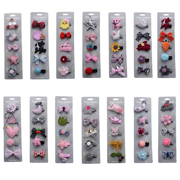 

girl hair pins princess kids infant hairpin baby girl cartoon animal motifs flower hair clip set for girls20, Slivery;white