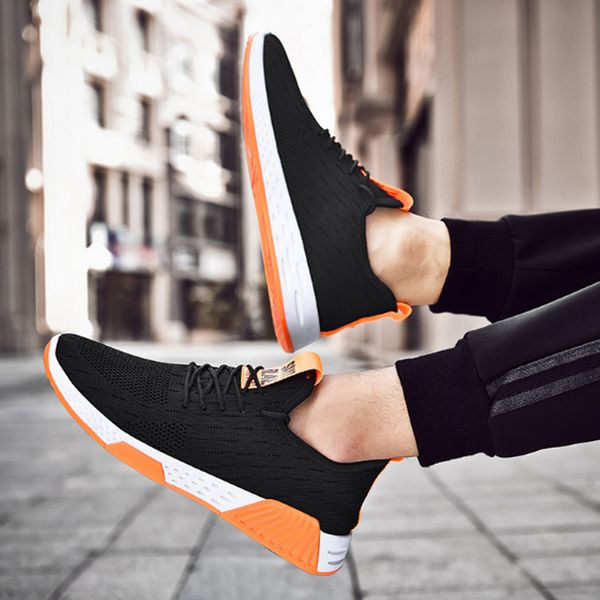 

litthing 2019 men breathable sneakers men vulcanize shoes male air mesh lace up wear-resistant casual shoes tenis masculino, Black