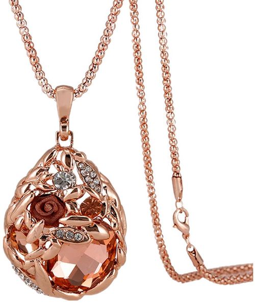 

2019 new sector original water drop pendant crystals from swarovskis opal choker clothes necklaces jewelry for women, Silver