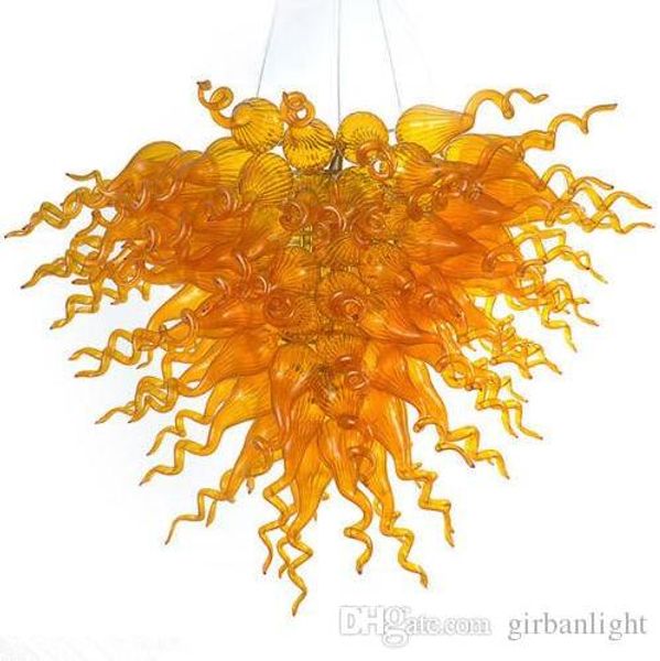 

AC 110V 240V Amber Lamp Chandelier Light Top Quality Handmade Blown Glass Modern Art Home Decor Style LED Chandeliers