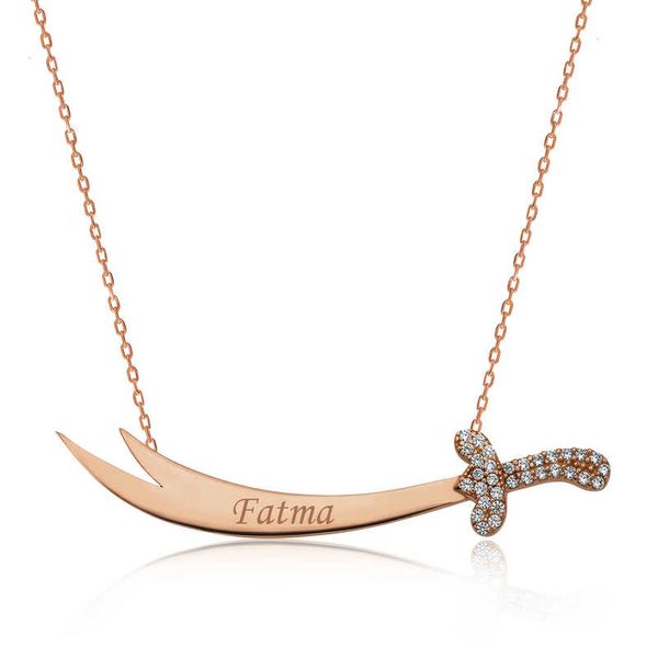 

925 sterling silver is zulfiqar sword lady necklace