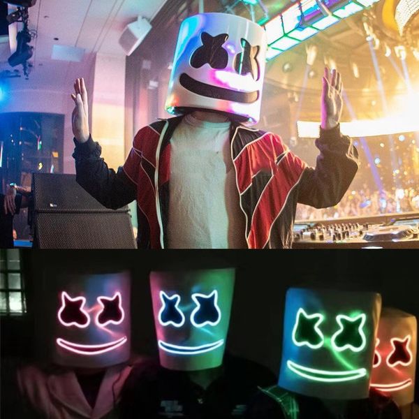 

Marshmello диджей маски El провода светодиодные шлем Маска косплей реквизит Хэллоуин М