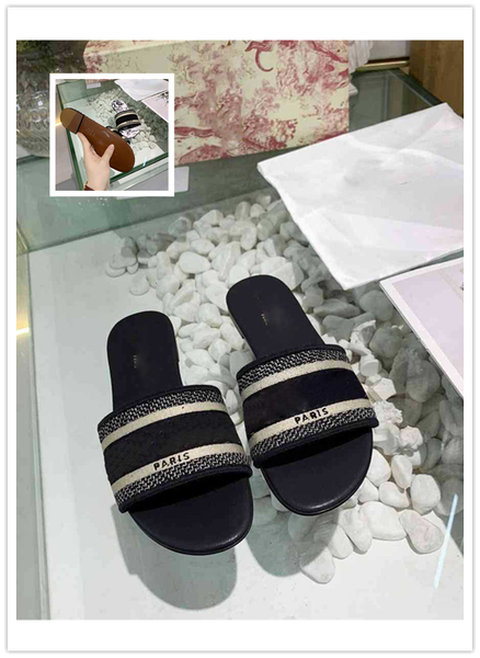 

new dazzle flowers women sandals designer flat slippers embroidery sandal floral brocade slipper striped beach causal slipper, Black