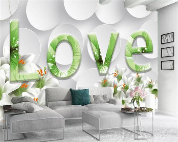 

3d bedroom wallpaper delicate flowers english letters love custom romantic interior decoration silk mural wallpaper
