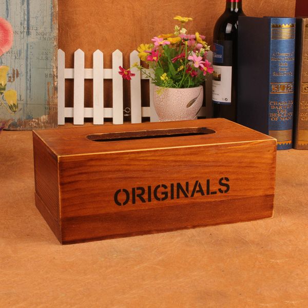 

solid wood tray old retro restaurant car multi-function tissue box