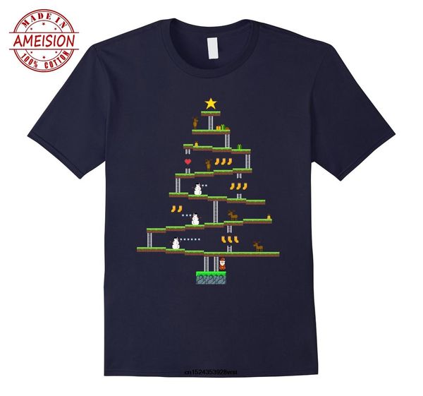 

funny t shirt novelty tee shirt merry retro christmas gaming tree funny pixel 8 bit t-shirt selling men's clothing, White;black
