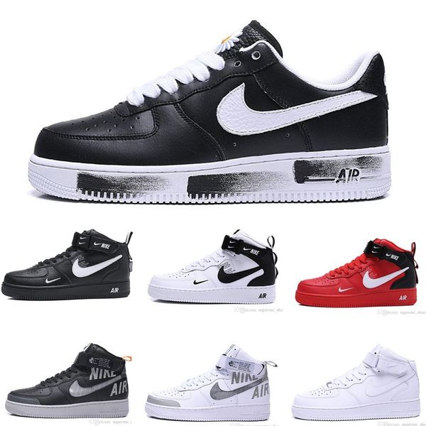 

2020 forces men women fashion platform sneakers one utility volt red olive triple black white running shoes sports shoe man air 1, White;red