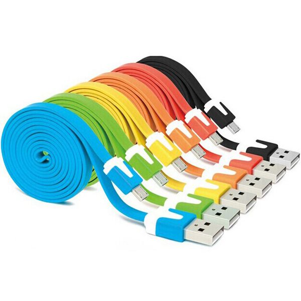 

1m/2m/3m v8 android flat data lines micro usb charge cables mobile phone charging cable fast charger cables mixed color