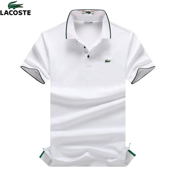 

lacostes brand t-shirt mens designer polo casual business polo fashion slim polo trend wild t-shirt cotton sports t-shirt, White;black