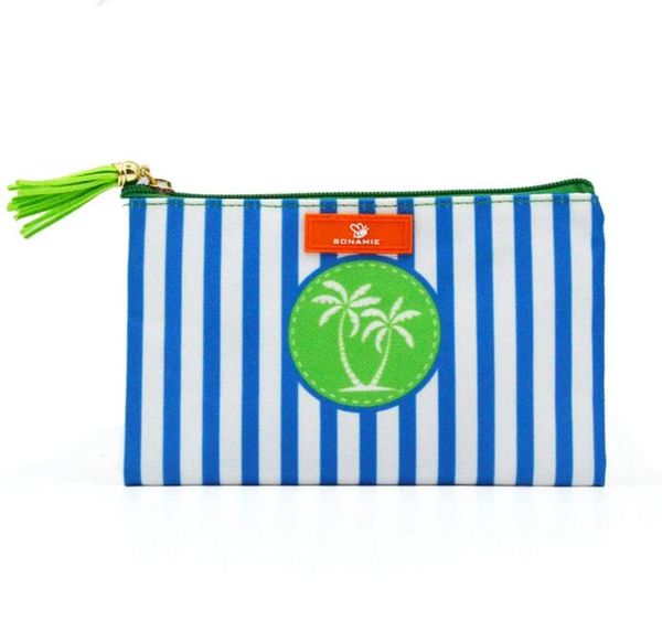 

10pcs 12cmx19cm 2021 new stripes cosmetic bag european and american women canvas sea horse printed storage coin purses with tassel