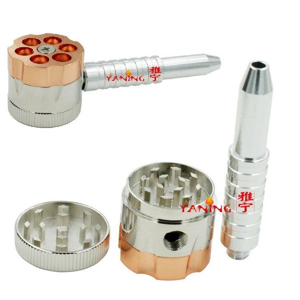 

12pcs/lot bullet s018 metal style tobacco grinder pipe herb grinder smoking pipe+grinders rotating fghhj