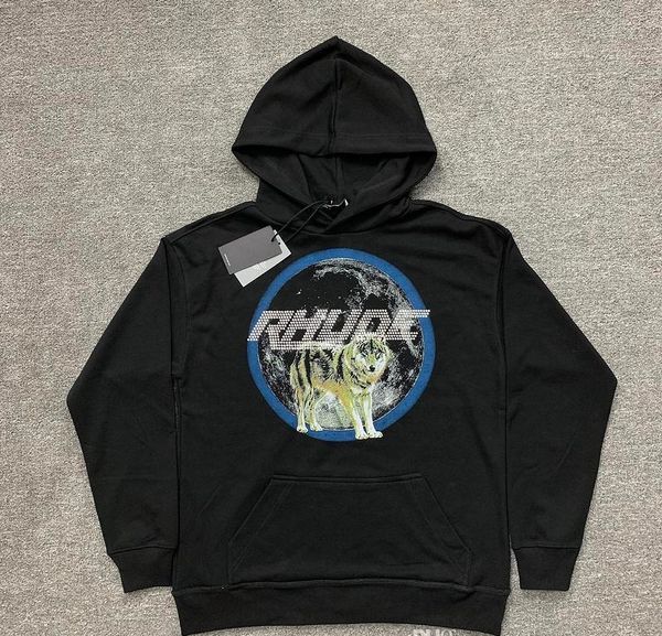 

x diamond maxfield rhude high men women casual xsq hoodie quality hoodie wear rhude pullover street wolf sweatshirt ruhde osqnu, Black