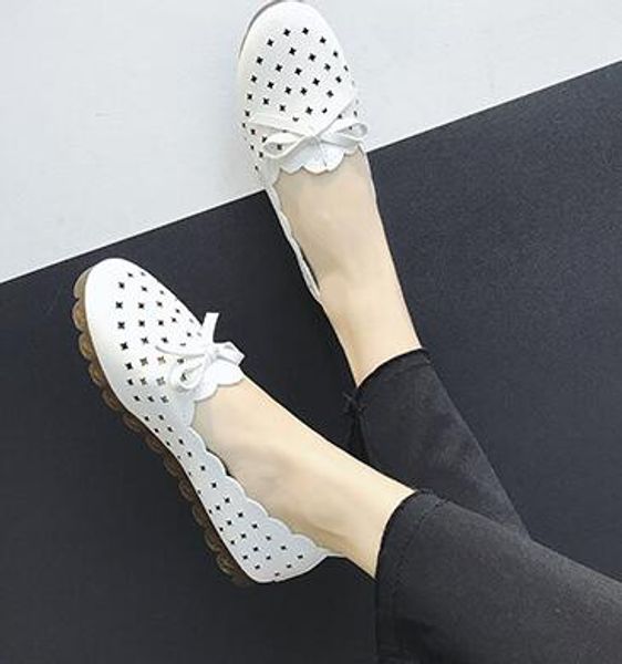 

summer 2020 new perforated and breathable one-foot mom shoes with soft soles, non-slip, shallow bow tie beanie shoes, Black