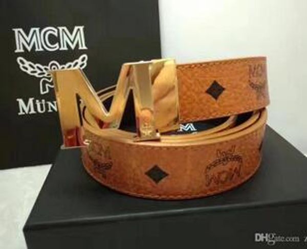 

Роскошные Ремни Мужчины ДИЗАЙНЕРЫ Ремни для женщин Кнопка Wide Button Gold и Pearl Gold Buckle M MCM M Пояс Доставка с коробкой