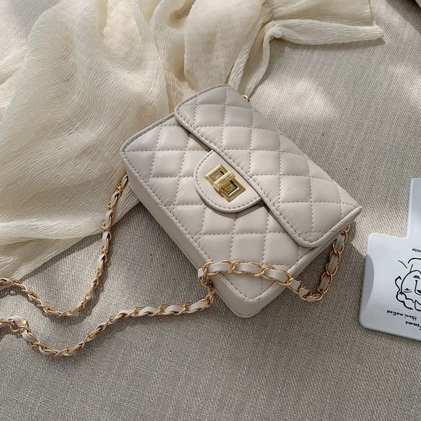 

fantasy white pu leather rectangle chain trendy simple crossbody messenger shoulder bags for women wild handbags female