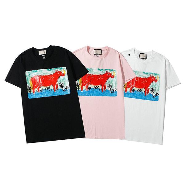 

mix colors cow designer t shirt for men women short sleeve round neck printed summer shirts brand fashion women t shirt, White;black