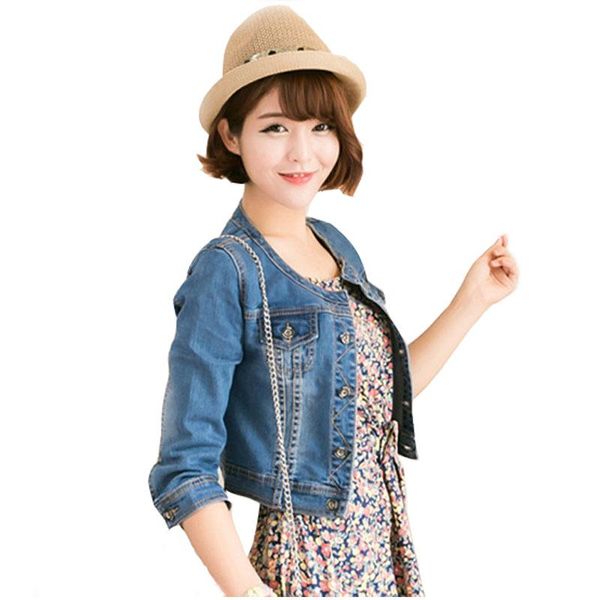 

spring antumn short denim jackets vintage casual coat women's denim jacket for outerwear jeans female fit plus size 2xl, Black;brown